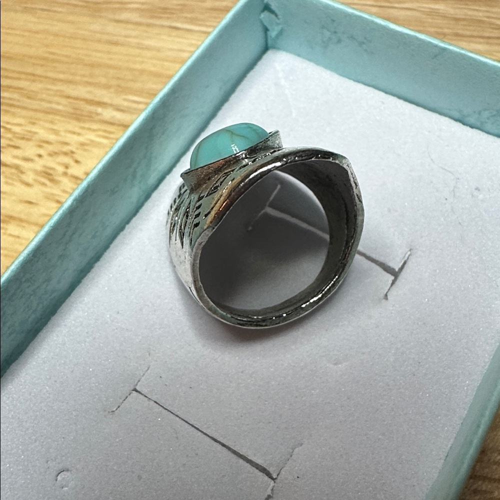 Silver and Turquoise Boho Ring - Picture 2 of 4